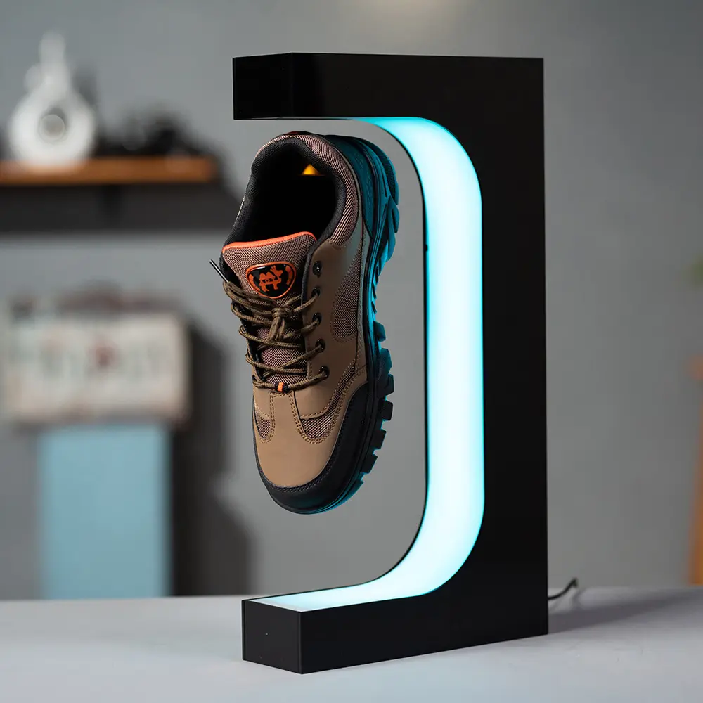 Boîte d'étagère rotative en acrylique pour baskets, présentoir de chaussures flottant à lévitation horizontale américaine