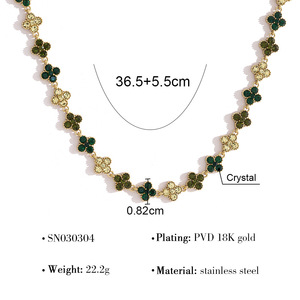 Nuova Collana di Lusso con <span class=keywords><strong>Quadrifoglio</strong></span> Completamente Tempestato di Diamanti, Elegante Collana in Acciaio Inossidabile Colorato per Donne - Product Image 3