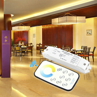 Contrôleur LED CCT sans fil RF 3-en-1 T5 avec télécommande + récepteur R3 DC12-24V CW-NW-WW, variateur de lumière blanc réglable 216W 4096 niveaux sans scintillement