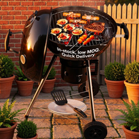 Barbecue à charbon de bois sans fumée SEJR 17 pouces noir sur roulettes, moderne, pour fêtes et camping, portable