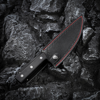 Couteau de chef portable de 8 pouces avec anneau de ceinture, manche en bois, pour la chasse, le camping et la cuisine en extérieur, avec couvercle
