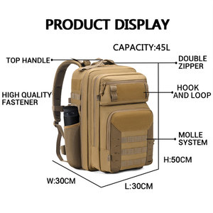 Sản phẩm mới tùy chỉnh không thấm nước chiến thuật túi phòng tập thể dục đi bộ đường dài grabbag Ba lô săn bắn mochilas taticas 45L Molle chiến thuật ba lô - Product Image 3