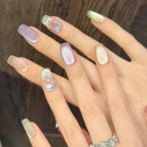 <span class=keywords><strong>Uñas</strong></span> <span class=keywords><strong>Postizas</strong></span> Hechas a Mano con Diseño de Ojo de Gato, Estrella de Mar 3D, Perla y Sirena, Estilo Veraniego de Playa, Lujosas y Reutilizables, Venta al Por Mayor - Product Image 4