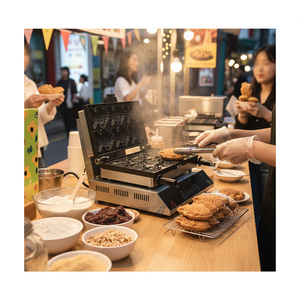 เครื่องทำเค้กรูปปลาอัตโนมัติรุ่นใหม่ CookTech เครื่องทำฮอตเต็อก สแตนเลส SUS304 อุปกรณ์เบเกอรี่เกาหลี อบเร็ว - Product Image 3