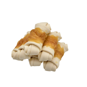 Friandise à mâcher longue durée pour chiens, bio, riche en protéines, sans céréales, écologique, en os noués enveloppés de poulet, pour nettoyer les dents - Product Image 4