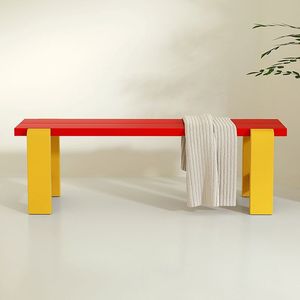 Mueble de Entrada Moderno Rojo y Amarillo Dy70098 con Gancho para Toallas, Ideal para Dormitorio - Product Image 1