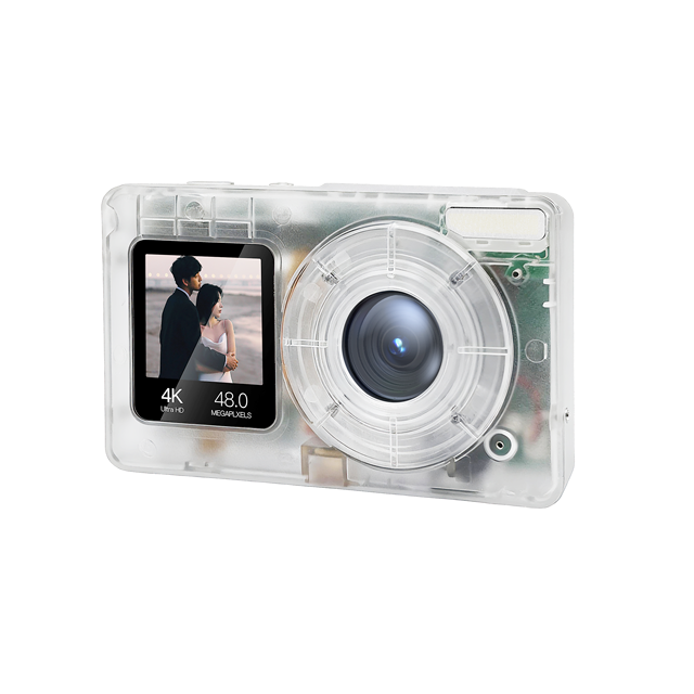 DC06T 4K Dual-screen Selfie CMOS Autofocus Digital Camera, Featuring 18x Optical Zoom, LED Flash, and ABS Transparent Material