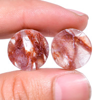 Cabochon de quartz fantôme naturel de qualité supérieure, lisse, rouge translucide, pierre précieuse en vrac 15x15x4mm pour la fabrication de bijoux DIY