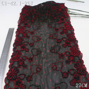 Passamaneria in pizzo ricamato a farfalla <span class=keywords><strong>con</strong></span> pois, 27 cm, in tulle morbido stampato, nylon spandex elasticizzato, ricamo nero, tessuto in pizzo per reggiseno - Product Image 3