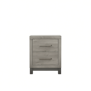 Table de chevet moderne à 2 tiroirs, panneau en mélamine gris, quincaillerie métallique, meubles de chambre à coucher - Product Image 1