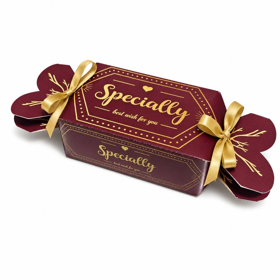 Candy Shaped Paper Gift Box with Ribbon Bow Custom Artwork for Candy ...