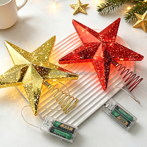 Handmade Modern Factory Plastic Lighted Star-Shaped Spring-Base Tree <b>Topper</b> Ornament for Christmas Tree Holiday Decorations - Product Image 2