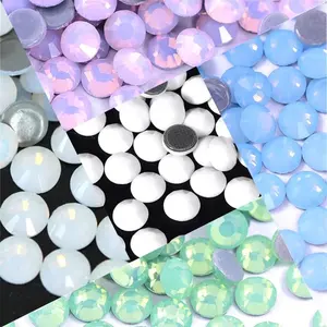 New Ceramic White Crystal Hotfix Rhinestones White Opal Glitter Strass Flatback Glass Hot Fix Stones For Dress Nail Decoration