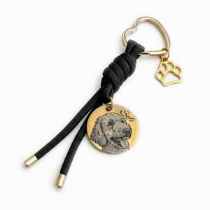 Uionen Stainless Steel Round Tag Keychain Hollow Dog Paw Pet Memorial Pendant Gold Round Tag Backpack <b>Charm</b> Pet <b>Keyring</b> - Product Image 4