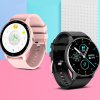 Maxtop Produsen Cina Gelang Jaring Baja Nirkarat Jam Tangan Pintar Digital Pasangan Merah Muda Unik untuk Pria dan Wanita