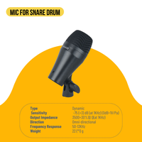 Kit de 7 Microphones Dynamiques Filaire Professionnel Anti-Bruit Conception Légère pour Performance en Direct