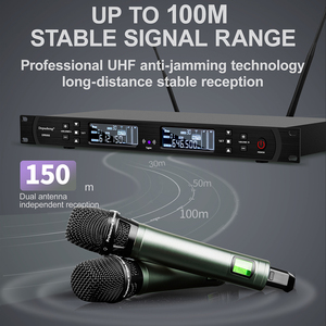 Biner DR666 Système de Microphone Sans Fil UHF Professionnel Portable à Main pour le <span class=keywords><strong>Karaoké</strong></span> et le Chant - Product Image 2