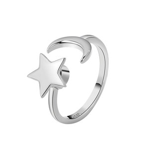Anillo giratorio XINGX de moda transfronteriza para mujer, ajustable para el dedo anular, con diseño luminoso de estrella y luna. - Product Image 5