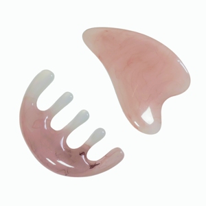 Planche Gua Sha en résine rose en forme de dauphin et ensemble de peignes de massage à dents larges – Fabricant OEM/ODM - Product Image 4