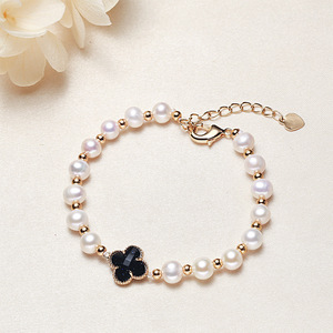 Pulsera de Perlas de Agua Dulce Redondas de 5 mm al por Mayor, Chapada en Oro y Cobre, Estilo Barroco de Zhuji, Amuleto de Moda para Mujer - Product Image 4