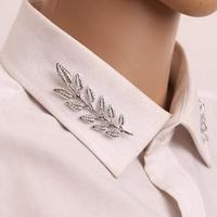 Broche minimaliste en or et argent motif feuille d'arbre pour homme et femme, épingle de col pour chemise et pull, boucle de col, artisanat métallique