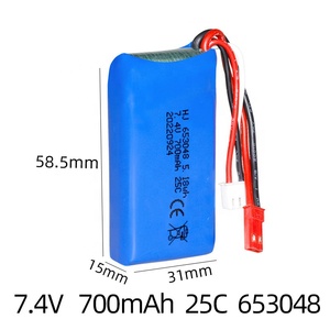 Có thể sạc lại 653048 2S 7.4V 700mAh 25C tỷ lệ cao Lipo RC Polymer gói pin - Product Image 2