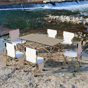 Table pliante d'extérieur en alliage d'aluminium, table de <span class=keywords><strong>camping</strong></span> portable pour pique-nique et repas <span class=keywords><strong>avec</strong></span> chaise - Product Image 4