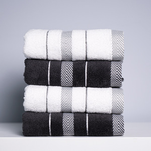 Ensemble de serviettes cadeau en pur coton 35x35 35x75 70x140 Blanc Gris foncé Ensemble de serviettes de bain Souvenir d'entreprise - Product Image 1