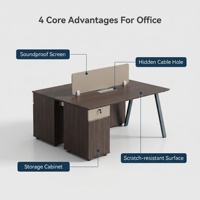 Poste de travail de bureau ouvert Twilight Series pour 2 personnes, en bois et métal, éco-responsable, avec écran de séparation pour l'intimité