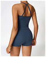 P888 요가 조끼 홀터 탑 스포츠 속옷 체육복 Ropa De Mujer 아래 의류와 요가 반바지 세트