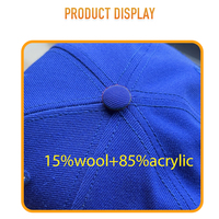 Casquette à visière plate en mélange de laine et d'acrylique durable, coque rigide structurée, respirante, performance athlétique, réglable avec fermeture snapback
