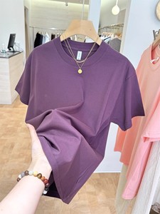 เสื้อยืดผ้าฝ้ายสีทึบระบายอากาศได้ดีเสื้อ100% ทรงหลวมแบบพอดีตัว - Product Image 5