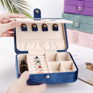 Custom Portable Velvet Travel Joyero Organizador Box Ring Earring Jewelry Box Mirror Macoron Square Jewellery Storage Case