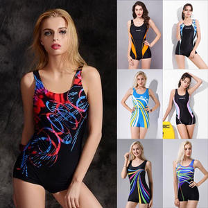 Zy108 femmes à manches courtes Surfwear <span class=keywords><strong>maillot</strong></span> <span class=keywords><strong>de</strong></span> <span class=keywords><strong>bain</strong></span> épissage combinaison imprimé fermeture éclair <span class=keywords><strong>cuisse</strong></span> longueur Shorts une pièce maillots <span class=keywords><strong>de</strong></span> <span class=keywords><strong>bain</strong></span> - Product Image 1