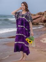 Robe Longue Musulmane Ample Imprimée de Luxe en Viscose pour Femme, Grande Taille, Robe de Plage, Logo Personnalisé, Vente Chaude