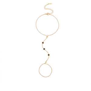 2026 Trending Waterproof Colorful CZ Inlaid Stainless Steel <strong>Interlinked</strong> Finger Bracelet - Product Image 1