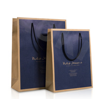 Sac cadeau en papier personnalisé avec logo de marque imprimé en usine, promotion, sac cadeau de luxe pour vêtements, sac shopping noir pour bijoux avec poignée