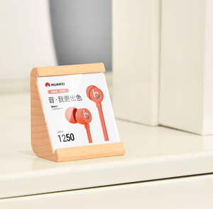 Support de Présentation Jinda Moderne Écologique <span class=keywords><strong>Détachable</strong></span> pour Étiquettes de Prix, en Panneau de Hêtre avec Base Triangulaire en Bois et Finition Vernie - Product Image 4