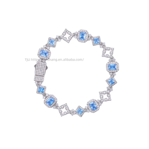 Geometric Blue <b>Gemstone</b> <b>Bracelet</b> Female Zircon Jewelry Hip-hop Accessories Custom Tanjing Fashion Lijing Necklace - Product Image 5