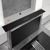 Hotte de cuisine italienne ultra-mince sans conduit coulissante à courant descendant ventilée hotte de bureau à levage automatique hotte de cuisine 90cm