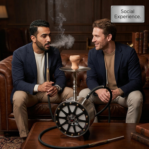 Chicha arabe à double tuyau en métal, grande taille, design roue, pour bar à chicha - Nouveauté, Vente Flash - Product Image 3