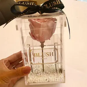 Clear Acrylic Single Rose Box Acrylic Preserved Flower Gift Box