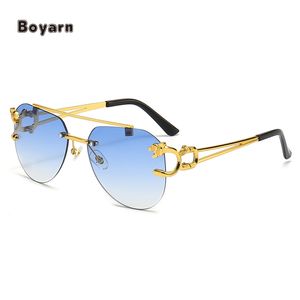 ボヤーンマルチカラー偏光UV400スクエアメタルリムレスタイガーデザインサンシェード女性男性サングラス眼鏡 - Product Image 4