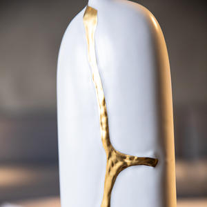 Moderno vaso in <span class=keywords><strong>ceramica</strong></span> bianca placcato in oro artistico a bocca piccola per ornamenti decorativi per la casa - Product Image 5