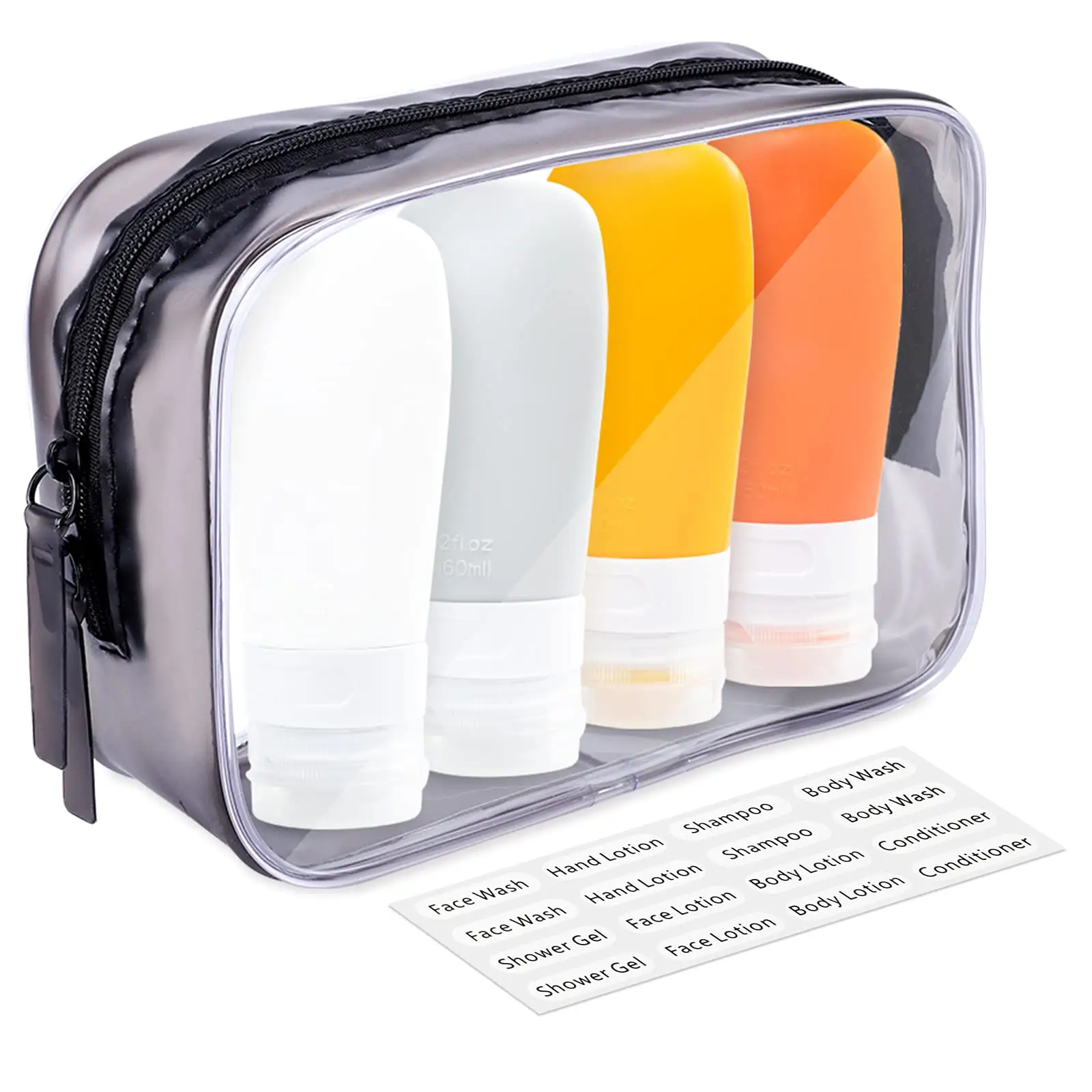 Portable Squeeze Silicone Travel Accessories Bottle Empty Travel Size Shampoo Lotion Toiletries Bottles Set Kit