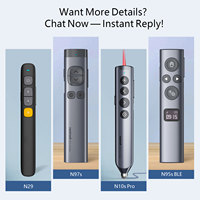Présentateur sans fil avec pointeur laser vert, rechargeable par USB-C, Norwii N95 Plus, clicker PowerPoint BLE avec récepteur 2 en 1 et fonction de lien hypertexte