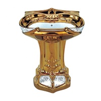Armoire à eau de luxe en céramique royale européenne dorée, deux pièces, cuvette de toilette en or avec dragon