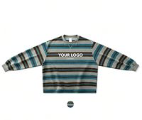 Nouvelle collection 2027, vêtements pour hommes, sweat-shirt à col rond rayé multicolore vintage avec surpiqûres en V classiques, t-shirts rétro streetwear
