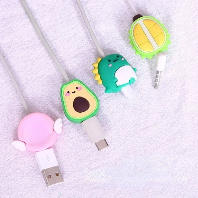 Cute Fruits Usb Cable Protector Cartoon Charger Protector Cable Winder Organizer Data Line Cord Protective Cover