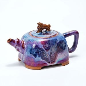 กาน้ำชาเคลือบสีแบบเปลี่ยนสีได้ สไตล์จีนโบราณ ความจุ 240 มล. ชุดกาแฟและชา ของขวัญสุดสร้างสรรค์ สีแดงจีน - Product Image 2